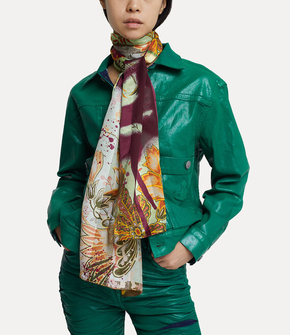 Vivienne Westwood 40x200 Sprayed on Orb Scarf in LIGHT GREEN